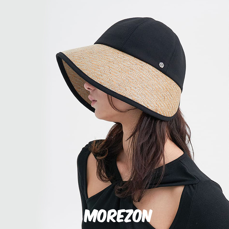 MOREZON【Brown hat Deauville Straw Hat】24春夏草编拼接遮阳帽