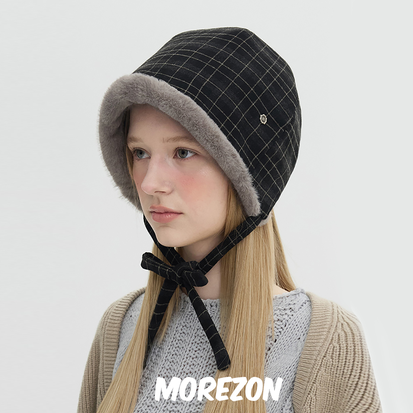 MOREZON【Brown hat Iris Bonnet】25AW秋冬潮人百搭棋盘格侍女帽