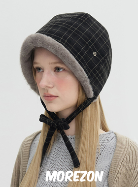 MOREZON【Brown hat Iris Bonnet】25AW秋冬潮人百搭棋盘格侍女帽