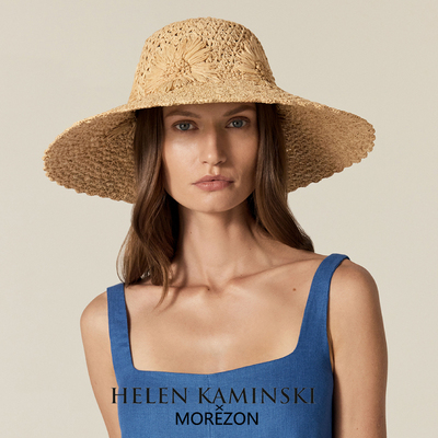 MOREZON【HELEN KAMINSKI】26春夏新款手工刺绣花朵大檐拉菲草帽
