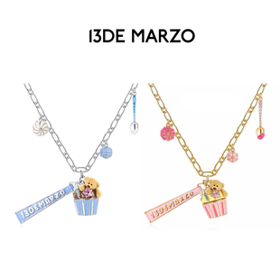 25AW新款 MARZO 潮人蓝白纸杯小熊蛋糕包包项链女 13DE MOREZON