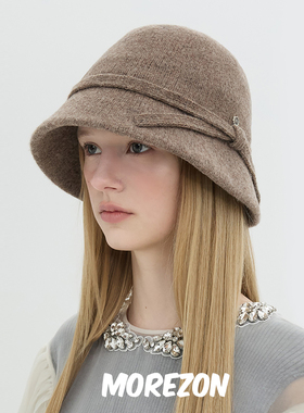 MOREZON【Brown hat Ivy Knit Hat】秋冬潮人蝴蝶结针织渔夫帽子