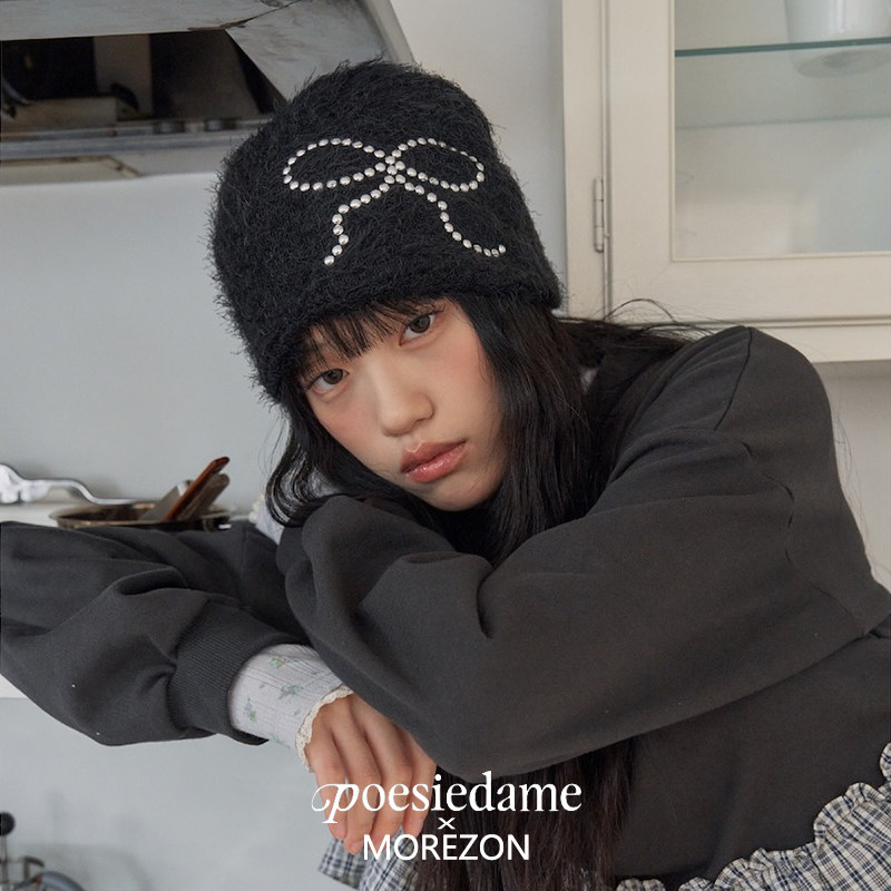 MOREZON【POESIE D'AME STUD BEANIE】26秋冬新款铆钉蝴蝶结冷帽