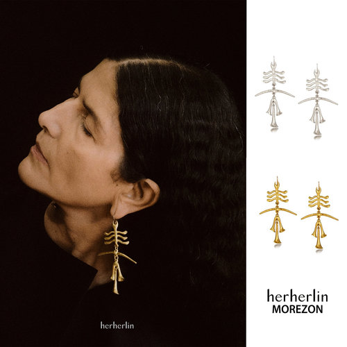 MOREZON【herherlin】秋冬新款小众潮人个性角铃通天树耳环耳饰女