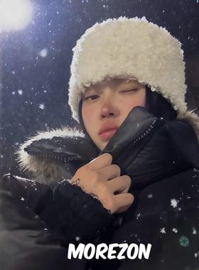 MOREZON【Brown hat Pillbox】秋冬潮人休闲百搭羊羔毛包头帽子女