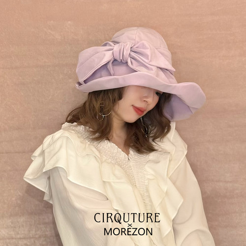 MOREZON【CIRQUTURE】日本26春夏潮人优雅精致大檐蝴蝶结遮阳帽子