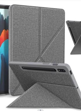 适用于Samsung Tab S7+ S7 FE S8+ Case Cover w/ Pencil Holder保护套SM-T870防摔SM一T875硅胶软壳全包笔槽