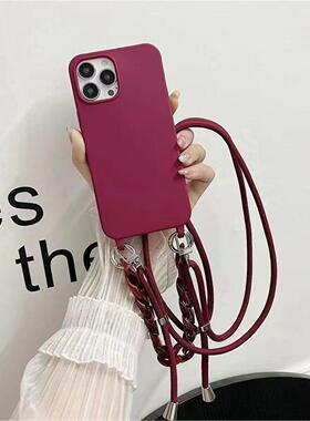适用iPhone 15 16 17 pro max case iphone14 13 12 11 lanyard chain cover手机壳苹果xsmax/xr/x挂绳保护套