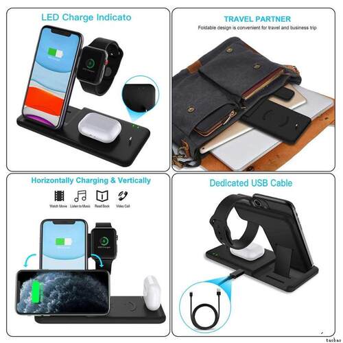 15W Qi Fast Wireless Charger Stand适用于iPhone Airpods iWatch无线充电器支架