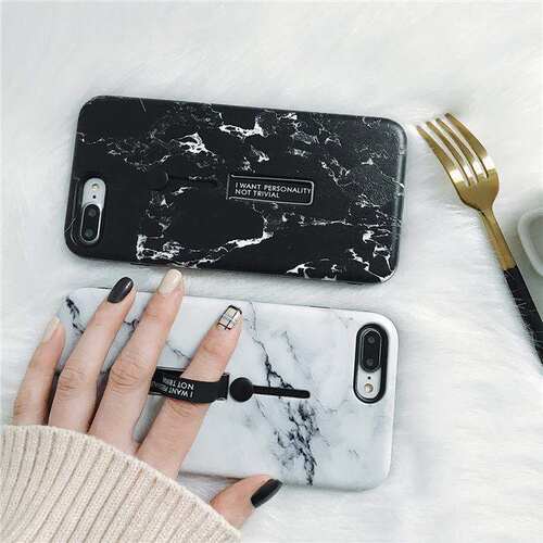 适用iphone xs max 7/8 6s plus Ring Holder Marble Phone Case