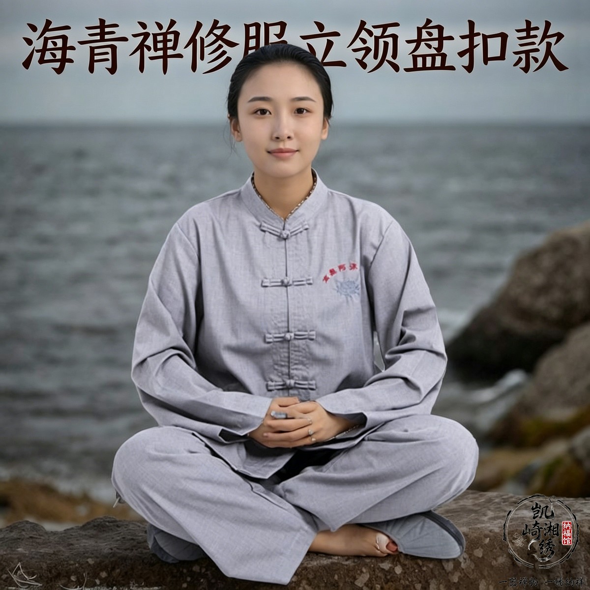 海青居士服禅修套装春秋冬款立领盘扣设计男女款寺院日常穿着僧衣