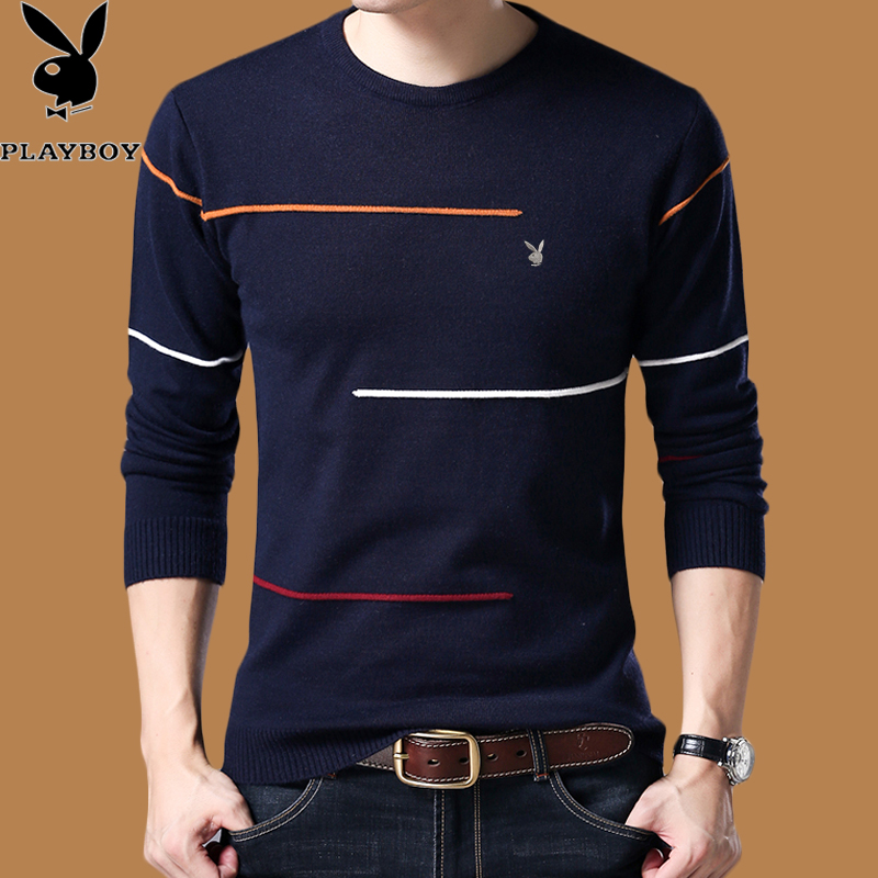 中年男士圆领长袖t恤春秋季薄款爸爸上衣服体恤羊毛衫针织打底衫