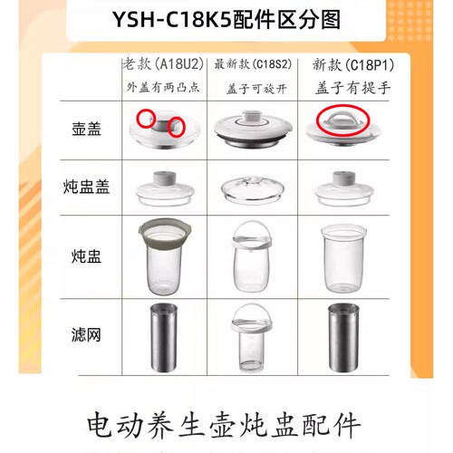 养生壶配件YSH-C18K5炖盅盖