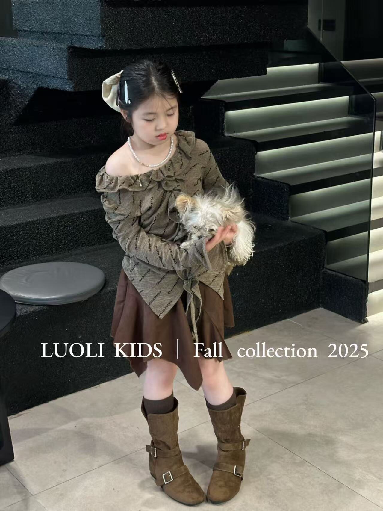 萝莉女童套装2025秋季新款儿童洋气时髦长袖衬衫半身裙两件套