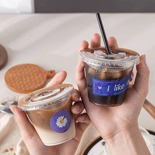 网红一次性外带打包迷你奶茶杯PET塑料dirty咖啡拿铁冷饮高透防漏