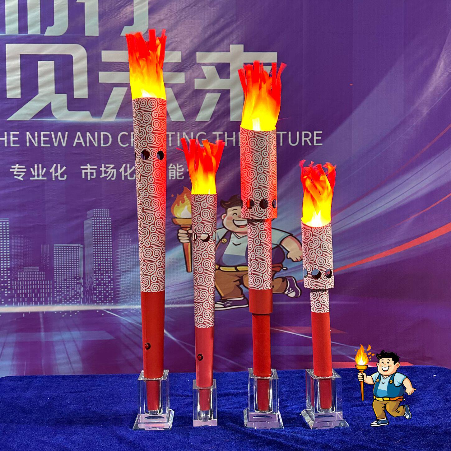 电子仿真火炬舞蹈道具儿童演出运动会火把真假火盆点火台启动道具 - 实物图