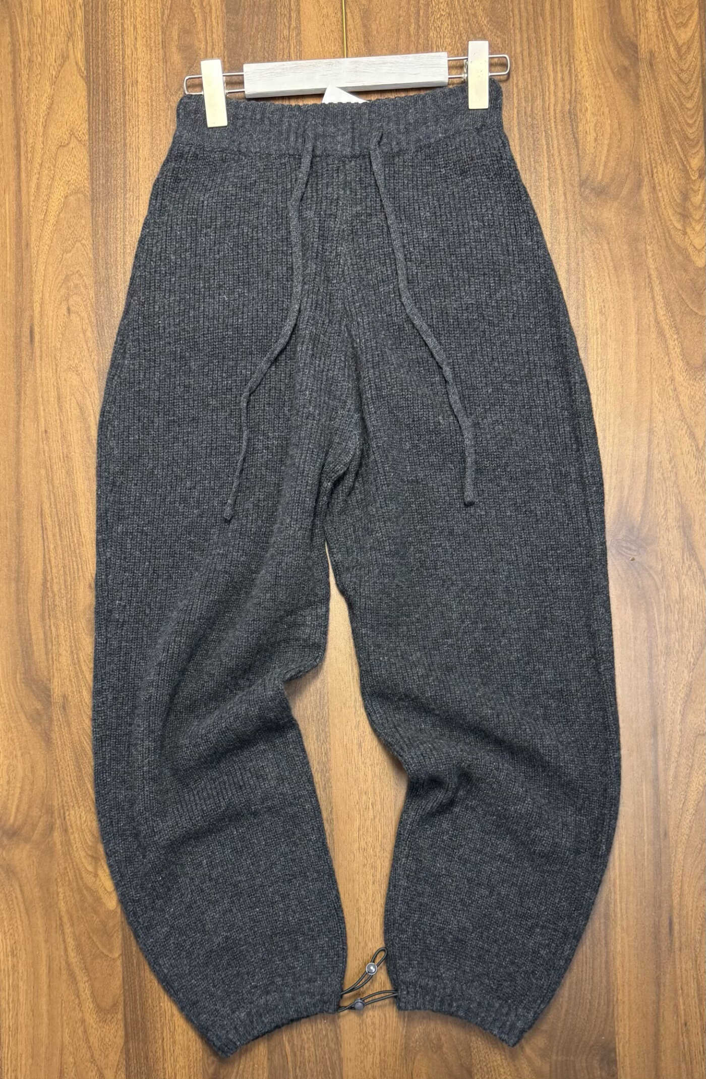 外贸出口韩国订单女士100%羊毛针织休闲裤秋冬弯刀裤松紧腰收腿