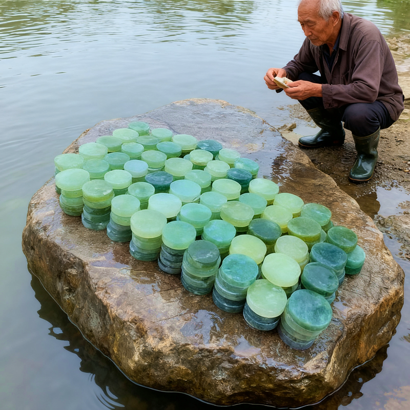 岫岩玉手镯芯玉石玉石原石边角料