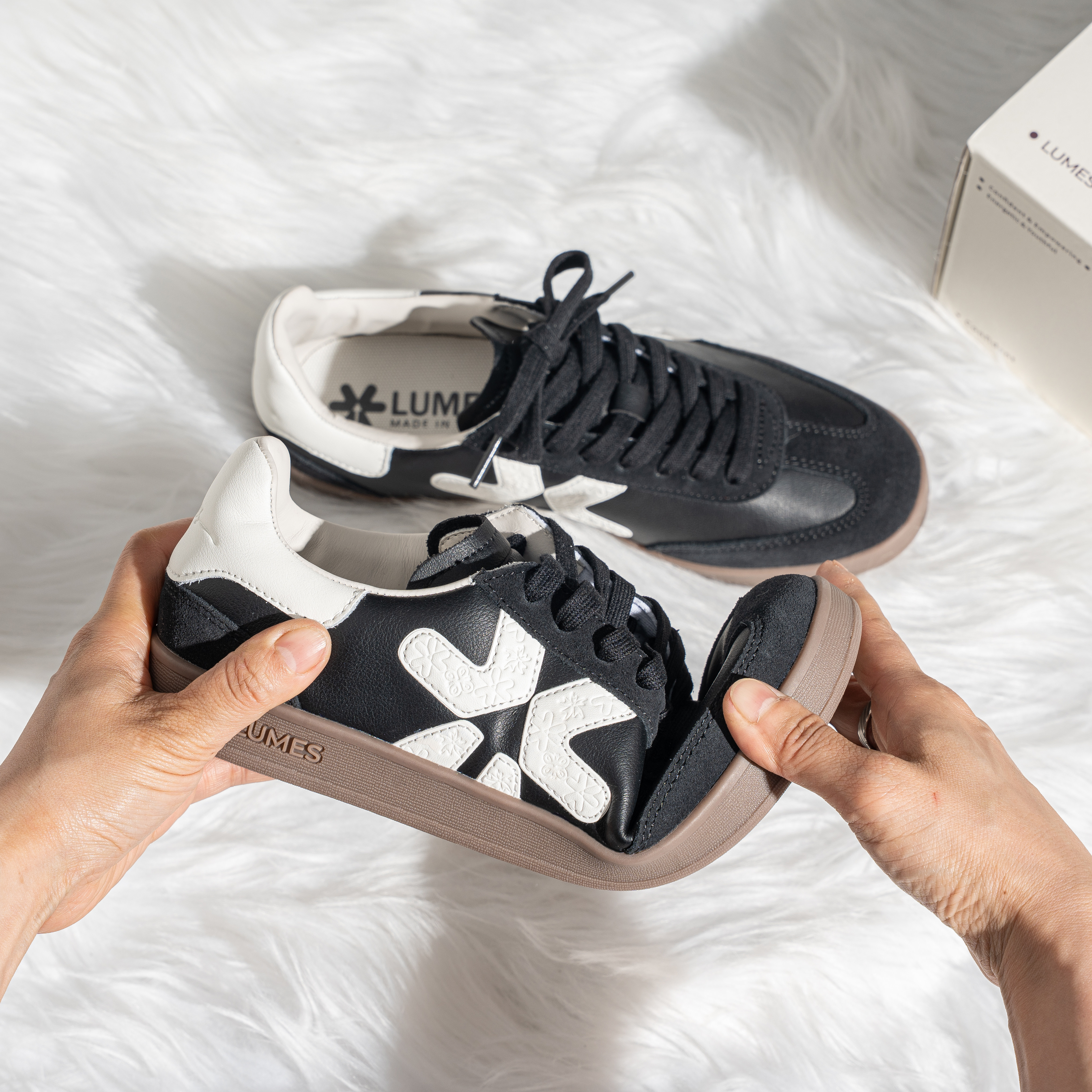 LUMES&YHGM原创联名款牛皮软底休闲鞋女真皮百搭户外德训阿甘鞋子