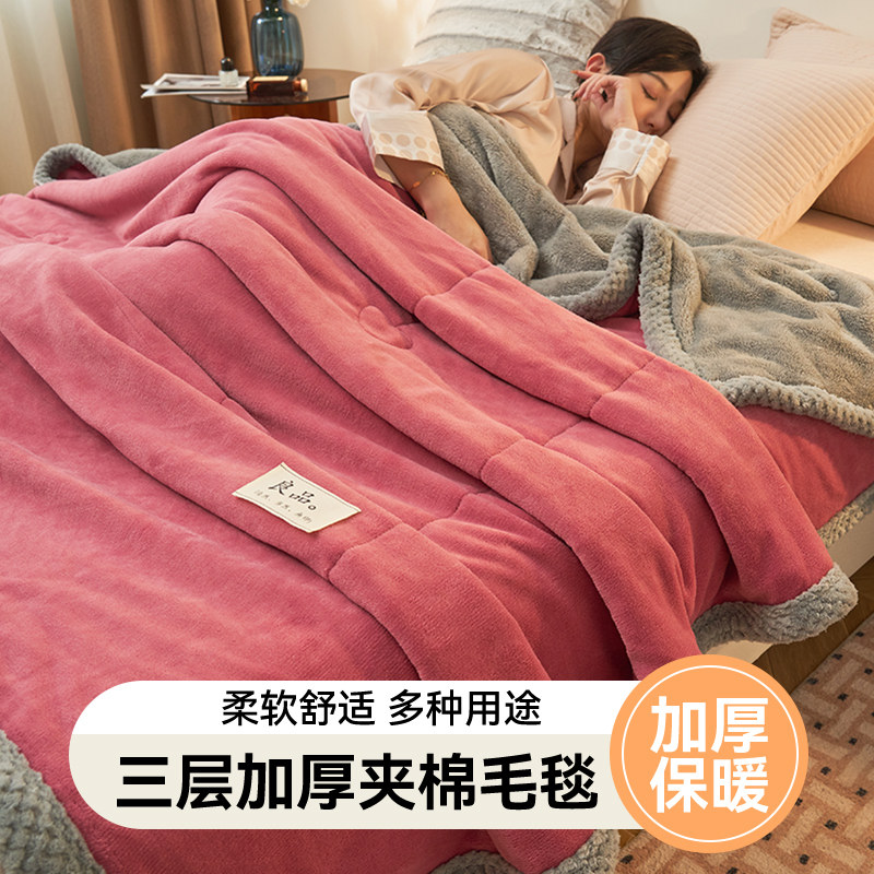 加厚牛奶绒2026新款午休毛毯夹棉