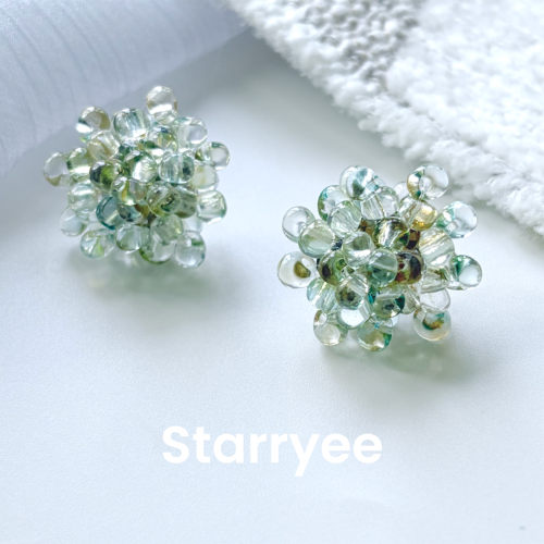 Starryee青绿色水滴串珠耳饰女