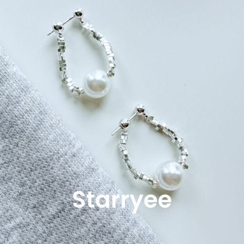 Starryee韩系碎银子珍珠耳饰女