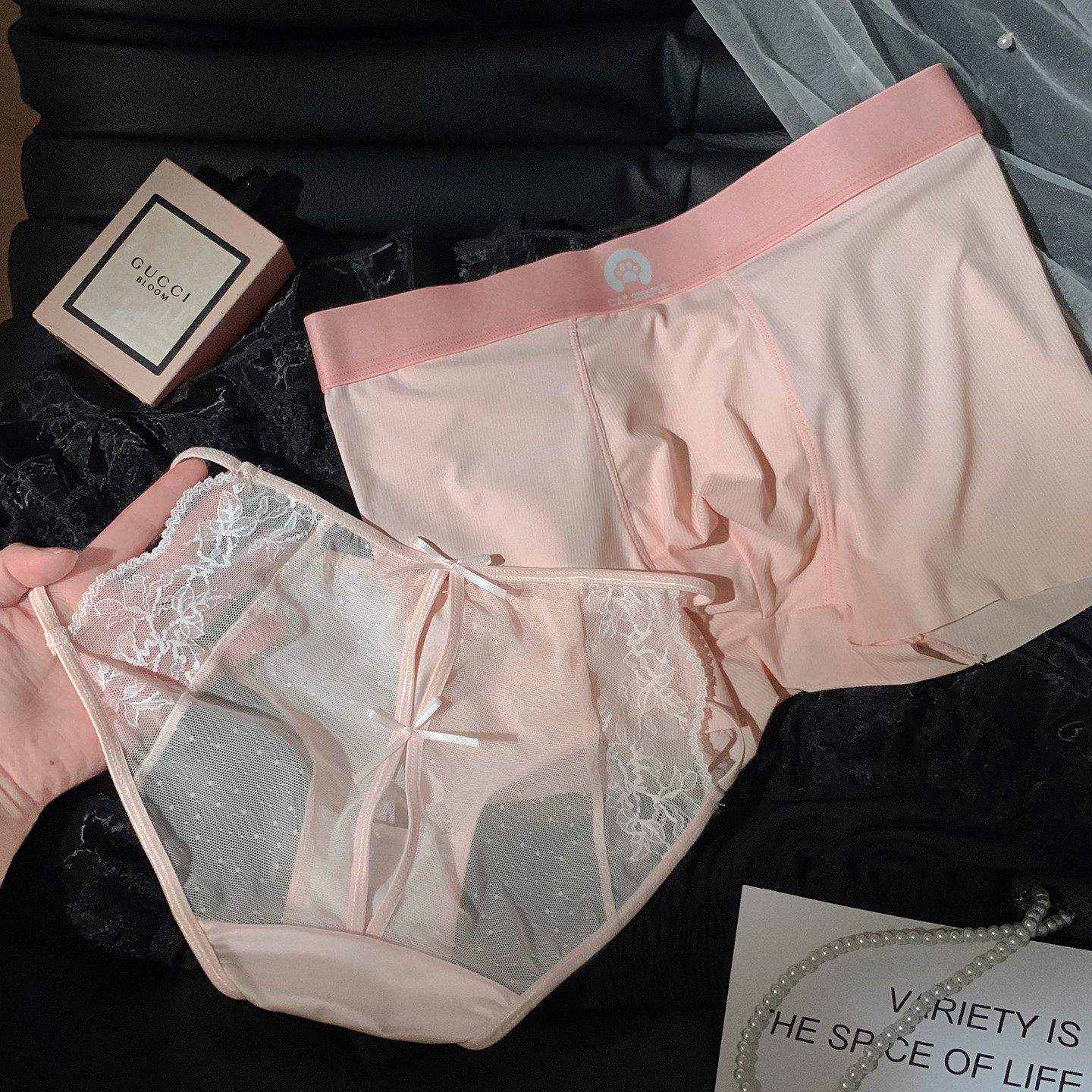 RoseMemory粉色纯欲风情侣内裤一男一女2026新款爆款性感勾人镂空,女士内衣/男士内衣/家居服,女三角裤,淘宝优惠券,粉丝福利购,淘宝优惠卷