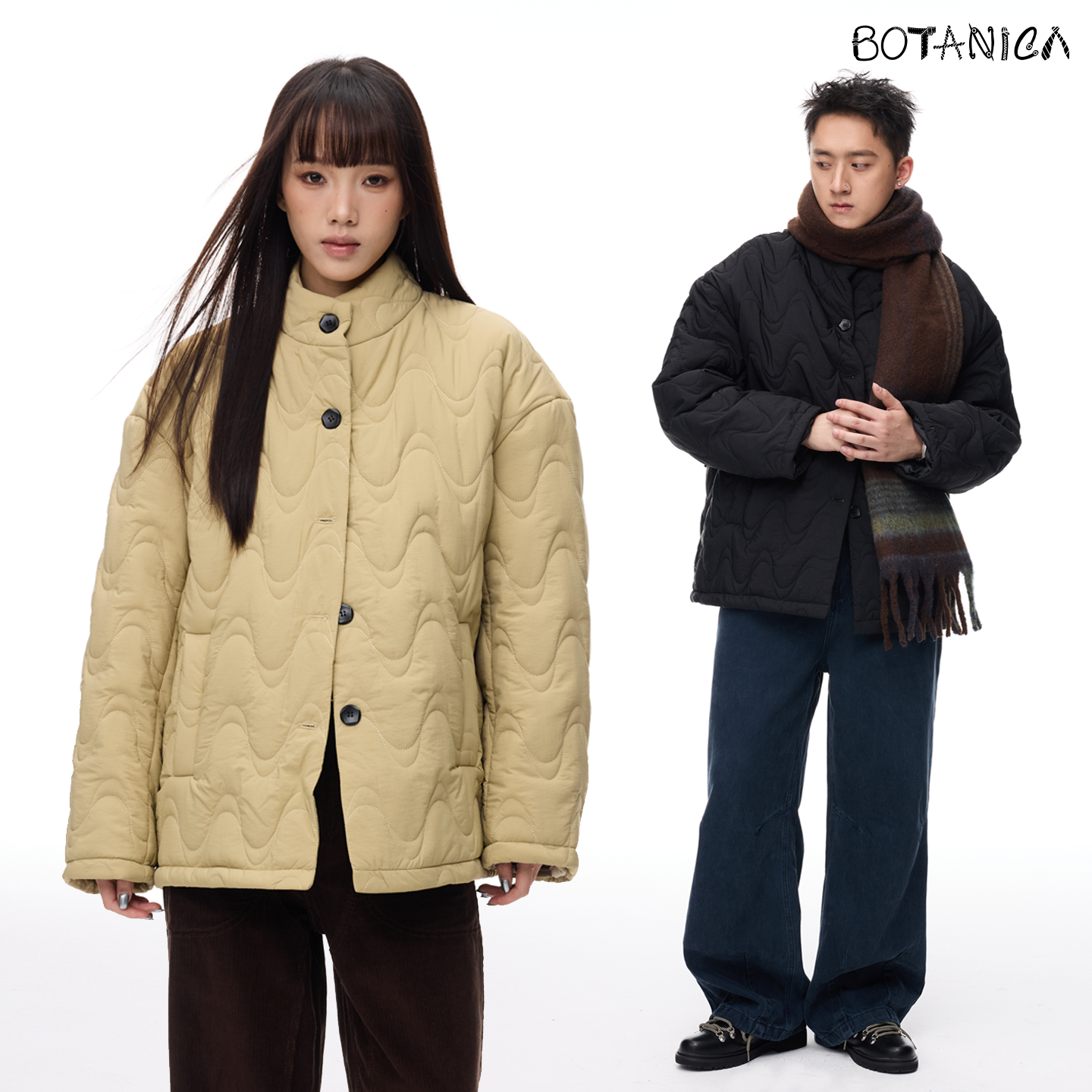 Botanica美式复古高智感绒感夹克棉服学院极简风日系纯色马甲外套