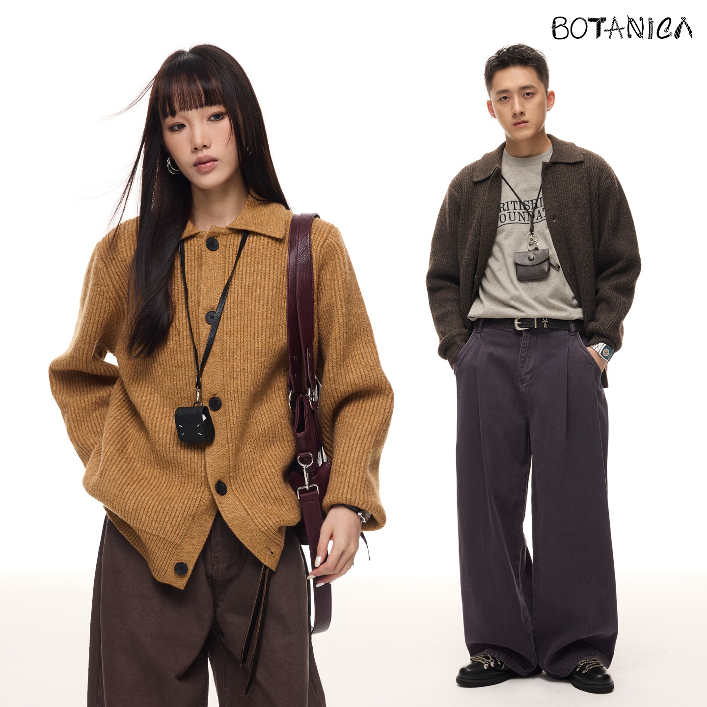 Botanica美式复古cleanfit翻领混纺毛衣黄色vintage肌理感针织衫