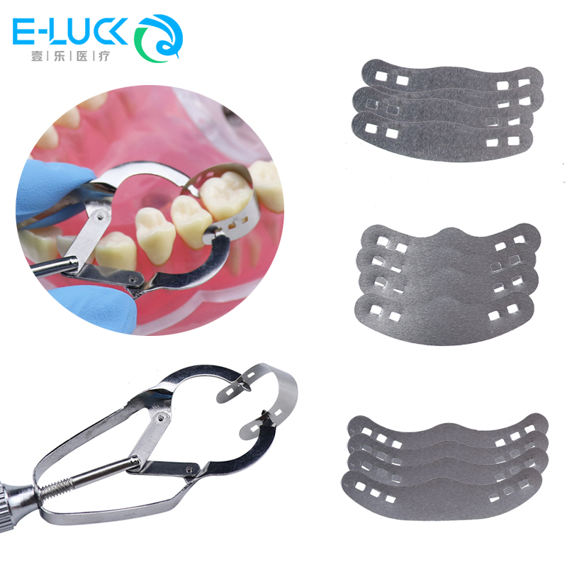 牙科带孔成型片 豆瓣成型片夹子  不锈钢补牙医用材料成形片 包邮