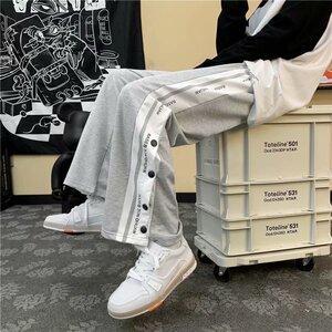 排扣裤子男夏季潮流百搭运动直筒宽松直筒卫裤休闲裤K4030-P25图片