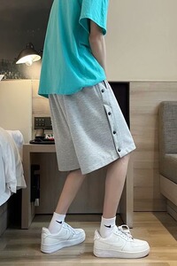 运动裤子夏季潮流休闲五分裤潮牌ins宽松港风排扣短裤男C图片