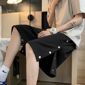 运动裤子夏季潮流休闲五分裤潮牌ins宽松港风排扣短裤男C图片