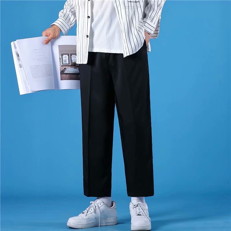 1703A-XZ810-P25冰丝裤男夏季薄款宽松直筒九分韩版阔腿裤潮牌,男装休闲裤,星座1703A