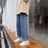 21秋季新款ins港风宽松百搭直筒阔腿印花牛仔裤Z，男装牛仔裤，星座1703A