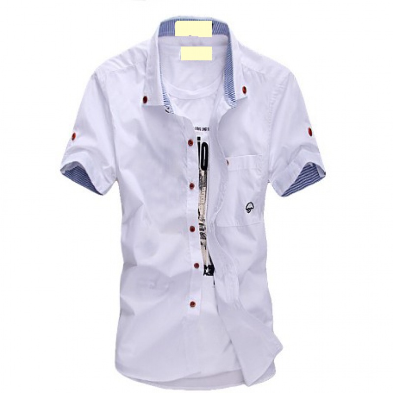 20夏季短袖衬衫男韩版修身小蘑菇百搭休闲衬衣男CS51-P13，男装衬衫，星座1703A