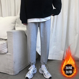 纯色抽绳加绒运动大码宽松直筒休闲卫裤男KZ3020常规P23加绒P25，男装休闲裤，星座1703A