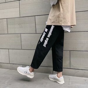 2021秋季港风 新款 字母宽松休闲裤直筒坠感工装裤男K905-P35图片