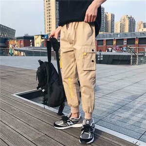 K0129-P38 2021春装新款潮牌宽松休闲裤男嘻哈日系小脚大码工装裤图片