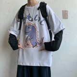圆领上衣复古宽松内搭打底衫小恐龙印花t恤男薄款T707-P25，男装T恤，星座1703A