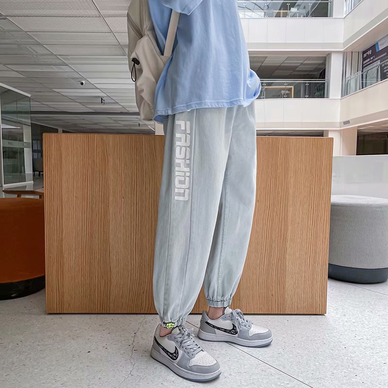 21秋季修身牛仔裤男宽松ins港风束脚裤韩版潮流百搭痞帅NB525，男装牛仔裤，星座1703A