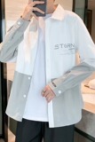 拼色衬衣ins日系印花长袖衬衫男士秋季潮流外套宽松寸衫G19，男装衬衫，星座1703A