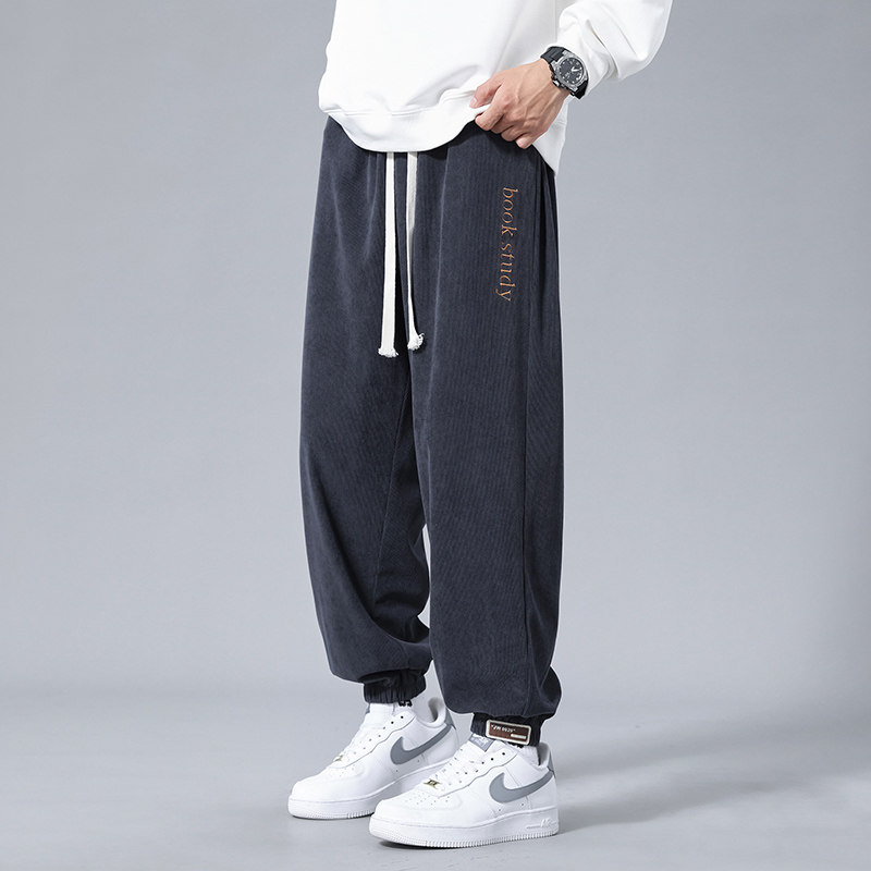 秋冬季灯芯绒休闲裤男潮牌宽松阔腿百搭学生裤子Q2327-P20加绒P25，男装卫衣，星座1703A