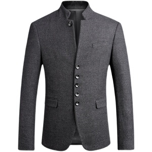 常年大货 风毛呢休闲西装 立领男士西服中山装上衣 D6622P160图片