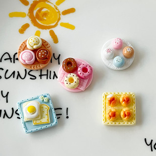 食玩系列盘子面包甜甜圈点心吐司DIY奶油胶手工材料发夹树脂配件