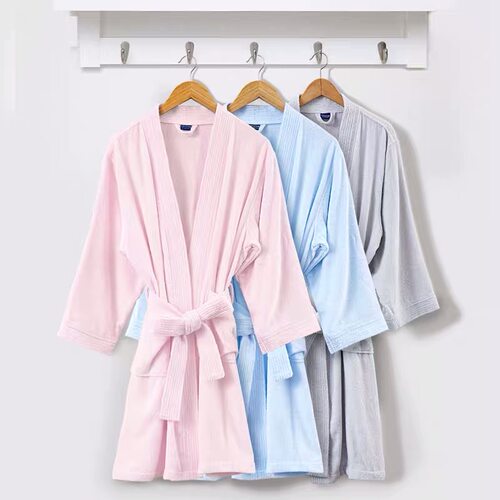 专柜隽*优c0vator纯棉浴袍男女式全棉毛巾布料睡袍家居服春夏浴衣