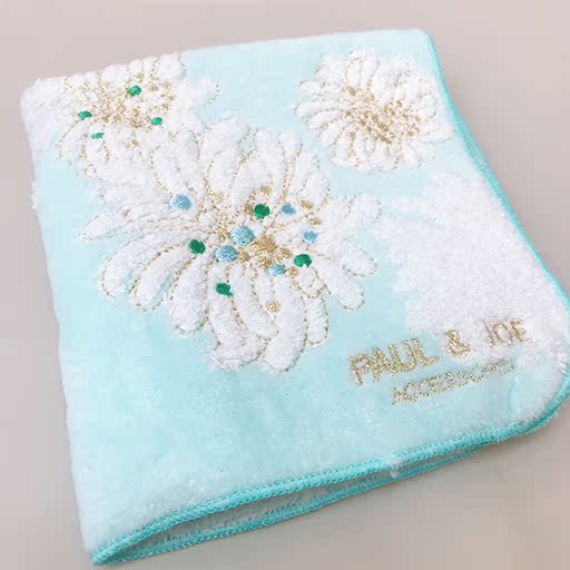 日单Paul&Joe纯棉色织提花精美绣花方巾手帕