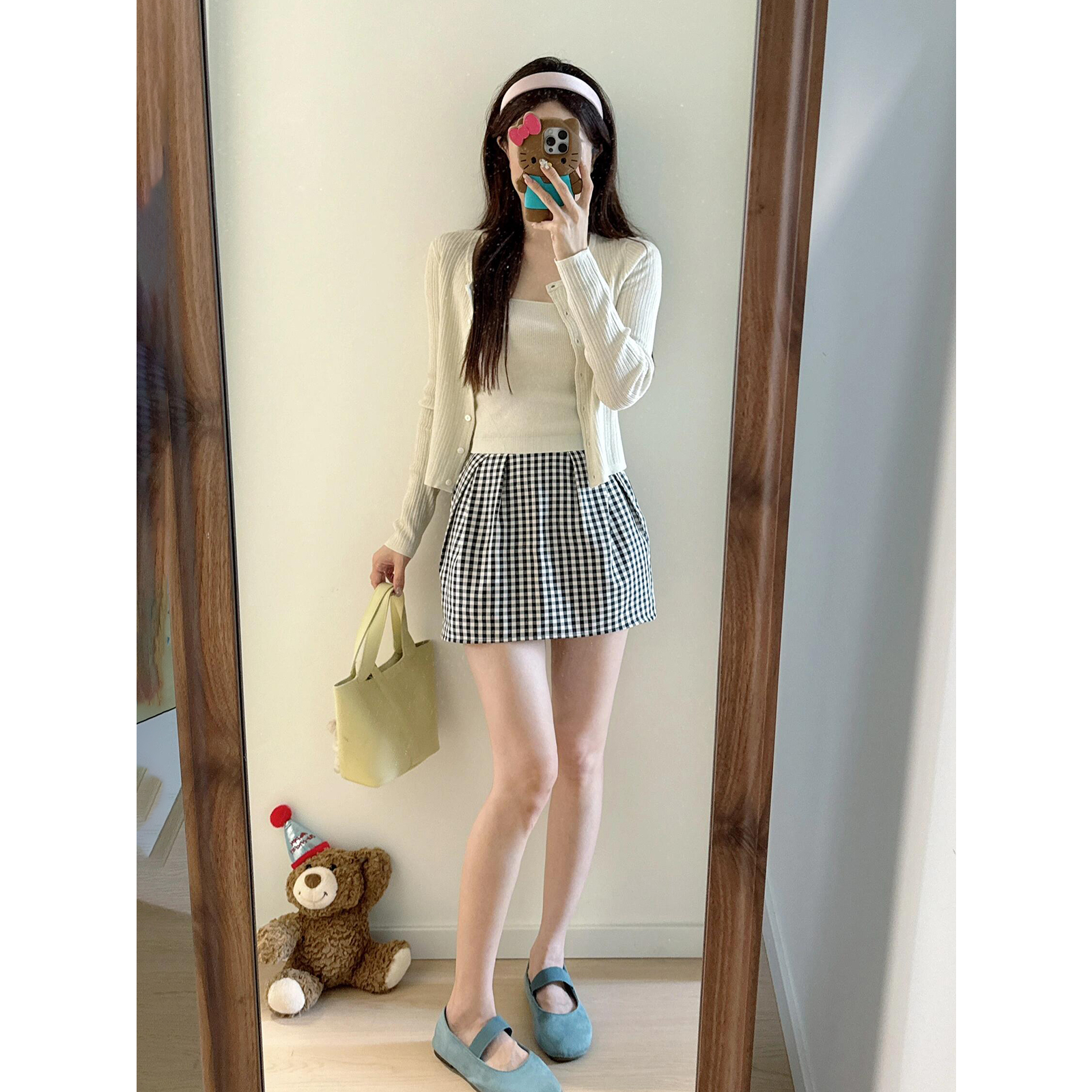已到货 盐系韩剧穿搭三件套装格子半身短裙连衣裙女小个子初秋