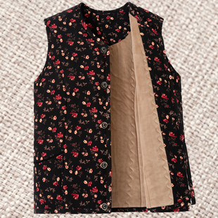 中老年人驼绒马甲女妈妈装冬季保暖背心奶奶居家内穿加绒坎肩马夹