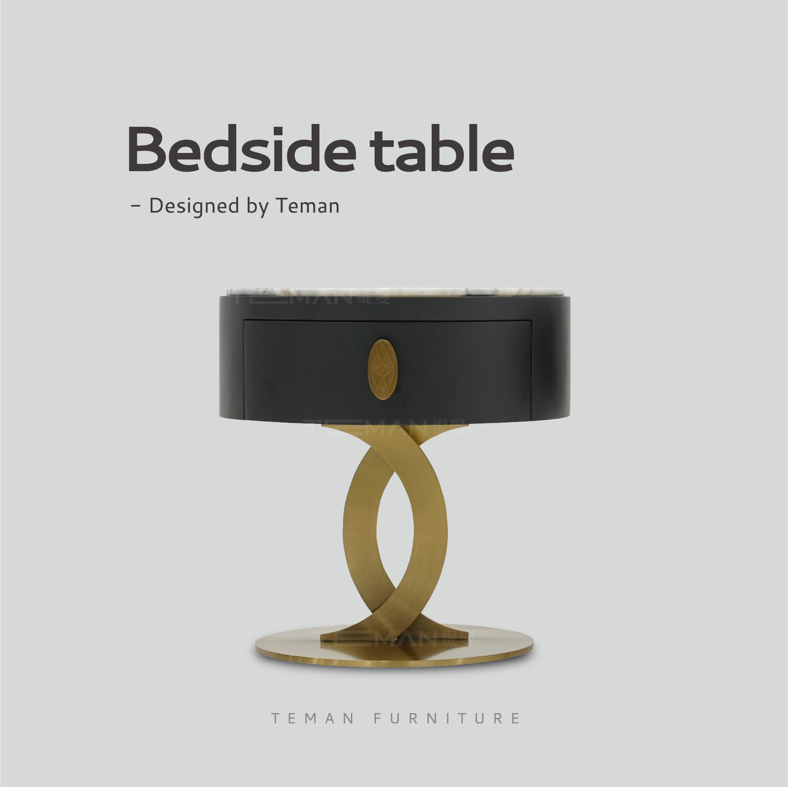 意式轻奢床头柜圆形别墅大平层卧室床头储物柜设计师款高端定制